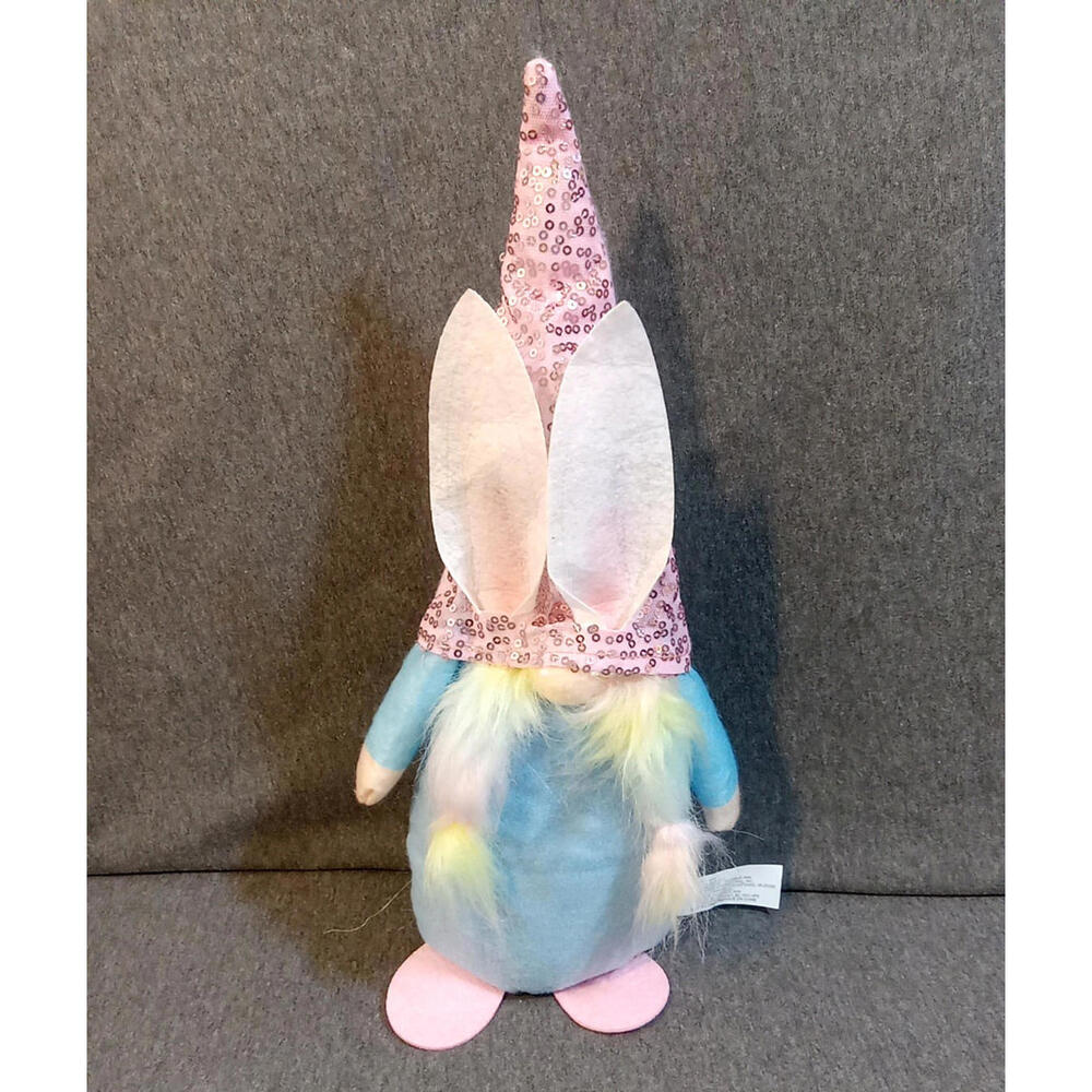 Greenbrier Easter Bunny Gnome Plush Decor Blue White Pink Yellow Felt 12" Inch